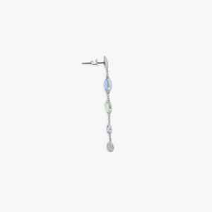 9K satin white gold long drop earrings with topaz and green amethyst (UK) 2