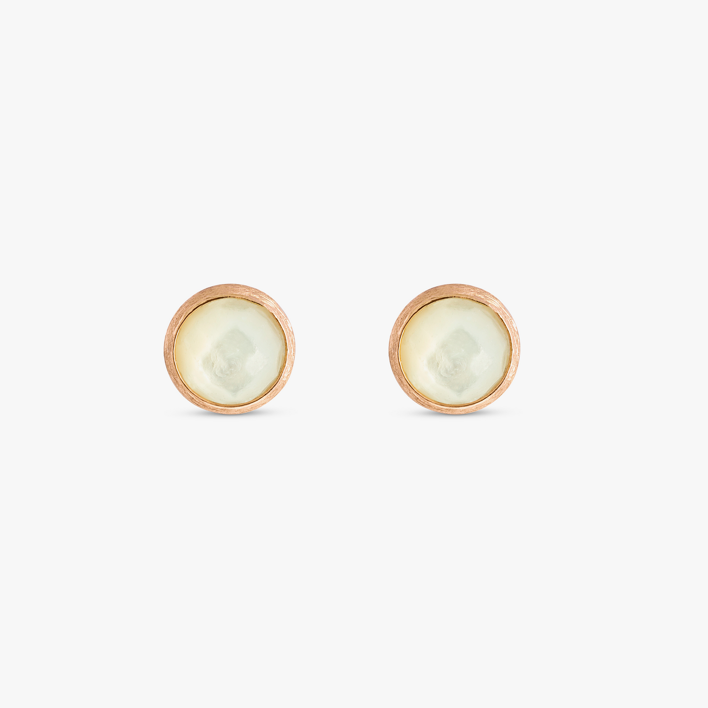 14K satin rose gold Kensington stud earrings with white mother of pearl