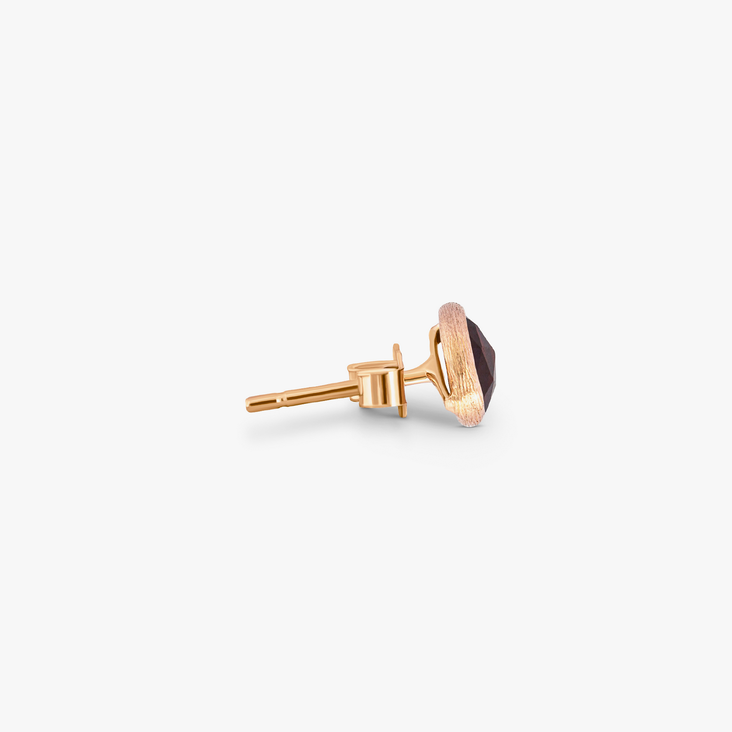 14K satin rose gold Kensington stud earrings with garnet