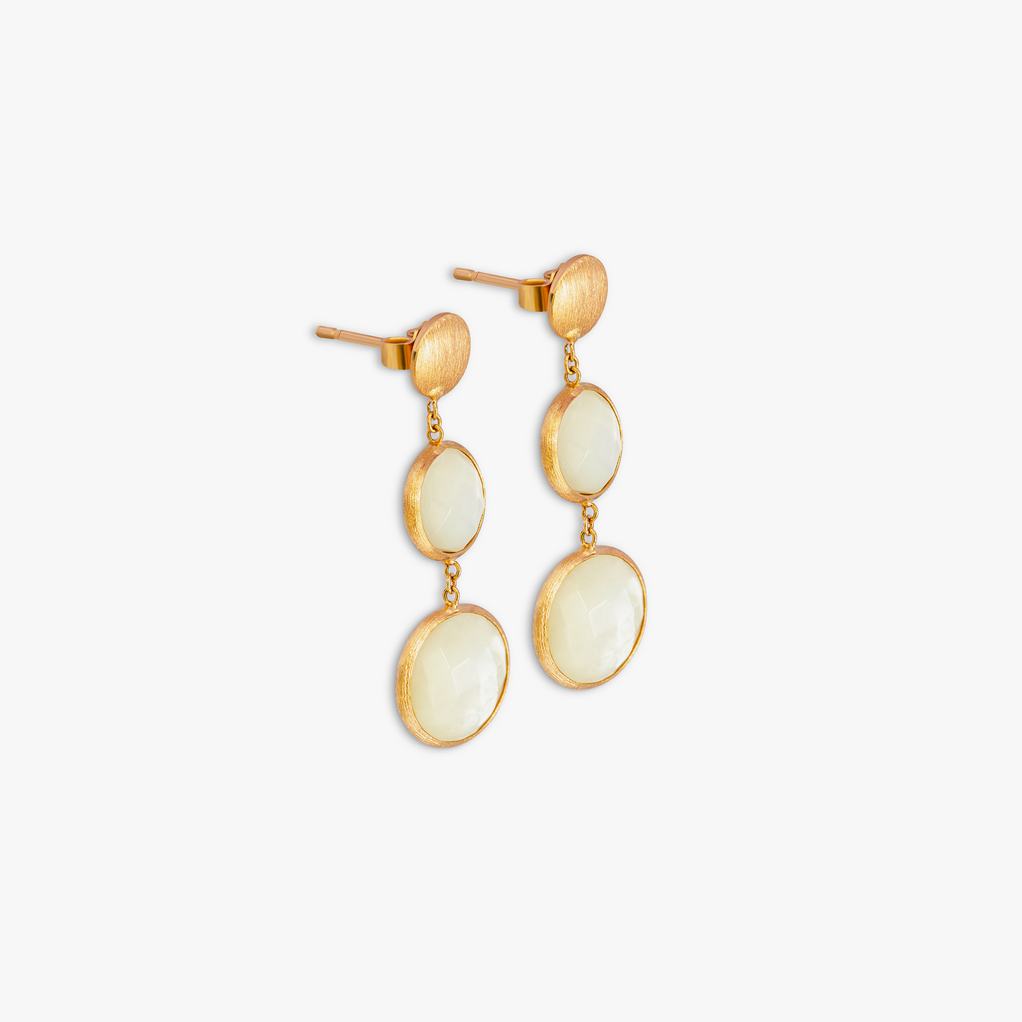 Kensington Double Drop Earrings In 14K Satin Rose Gold with White MOP