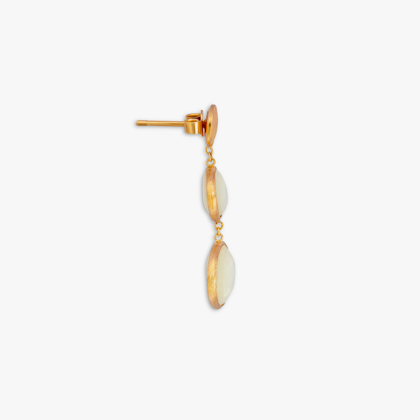 Kensington Double Drop Earrings In 14K Satin Rose Gold with White MOP