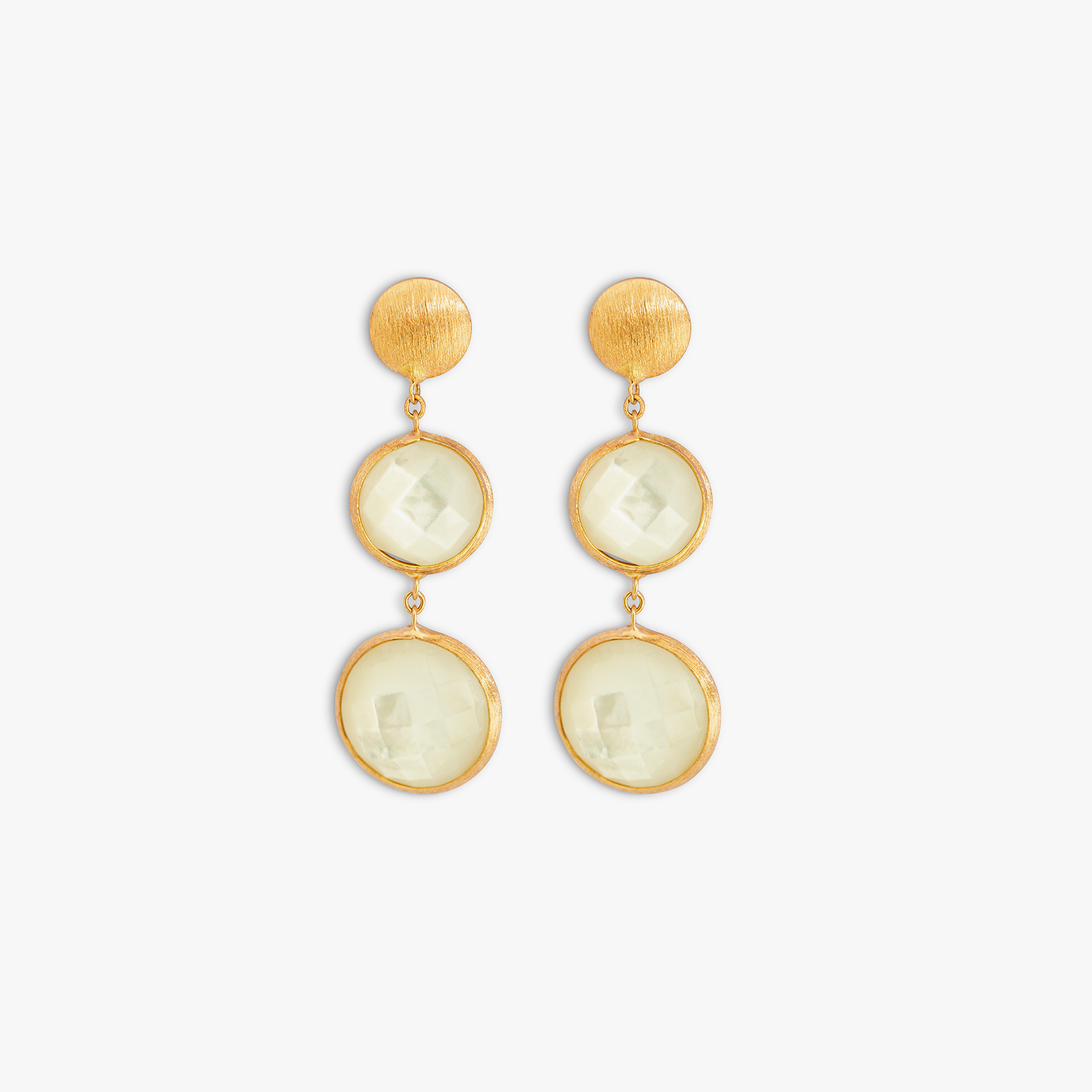 Kensington Double Drop Earrings In 14K Satin Rose Gold with White MOP