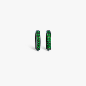 Emerald Hoop Earrings In Black Rhodium Silver