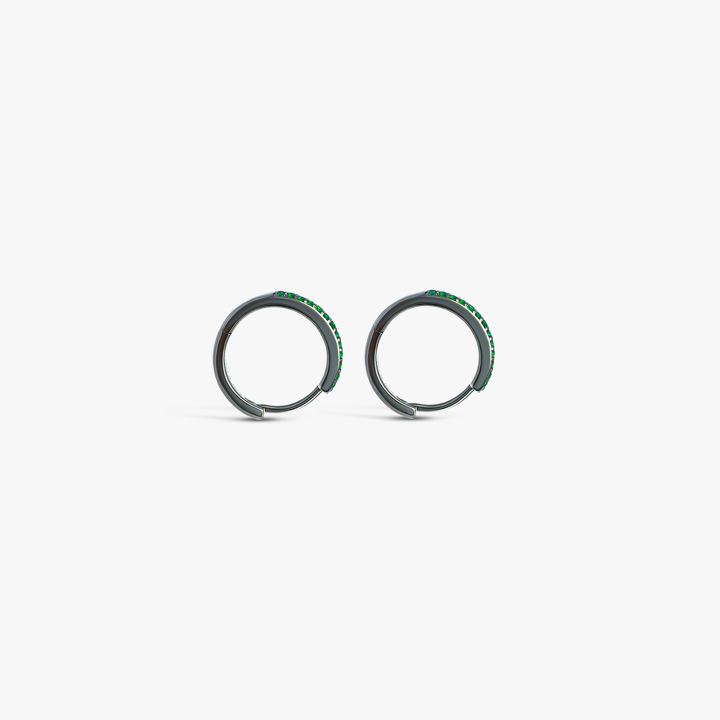 Emerald Hoop Earrings In Black Rhodium Silver