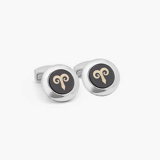 Aries cufflinks with rhodium finish