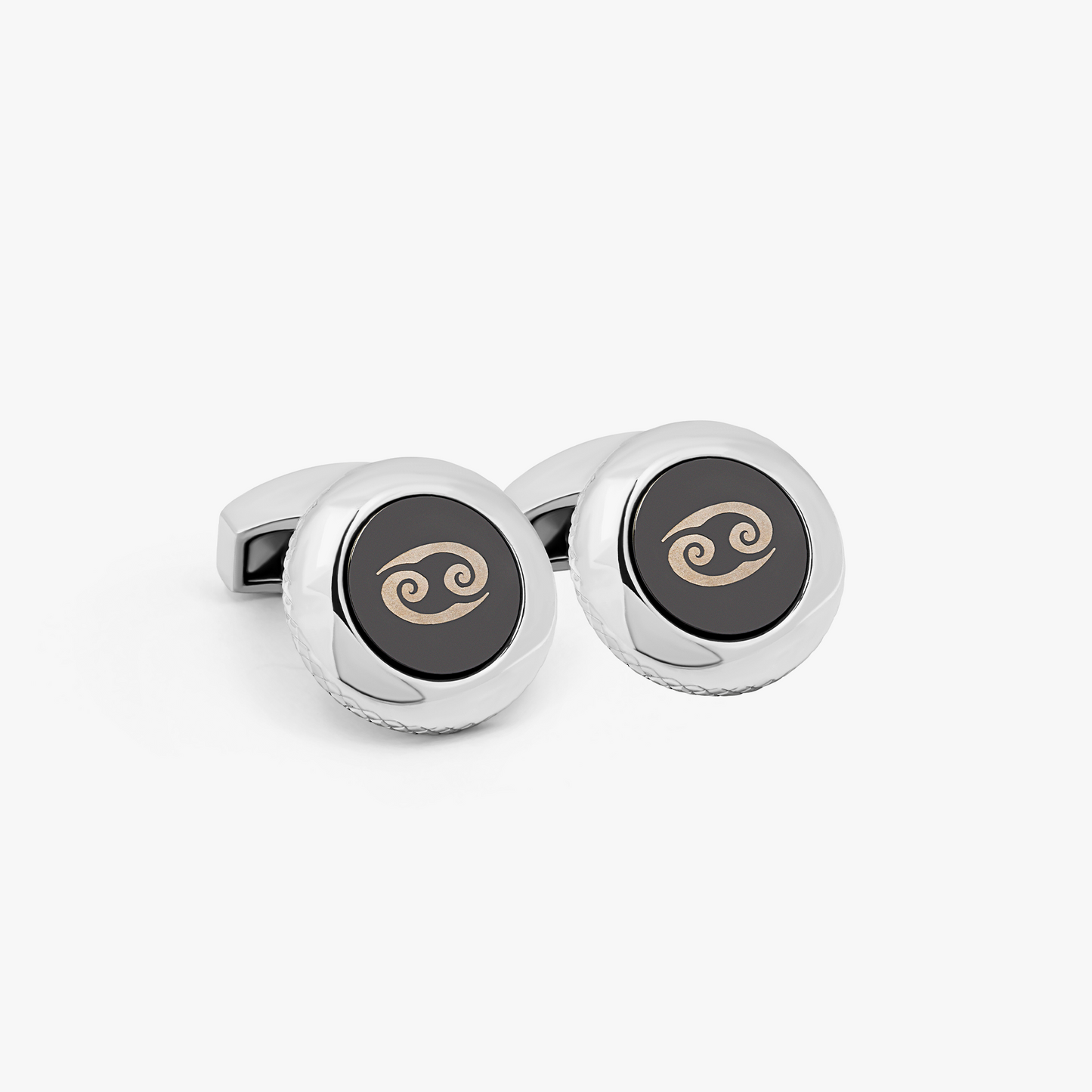 Cancer cufflinks with rhodium finish