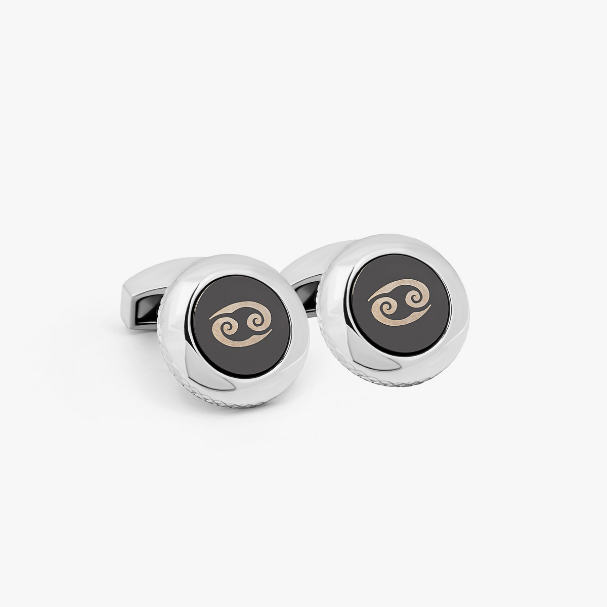 Cancer cufflinks rhodium finish