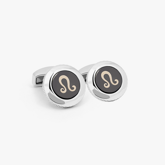 Stainless steel Leo cufflinks (UK) 1