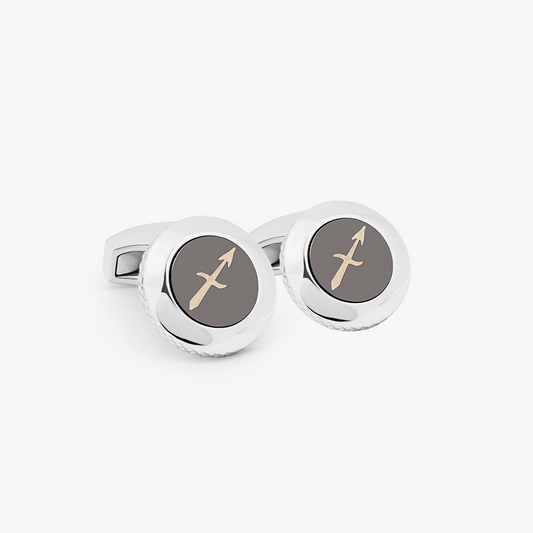 Sagittarius cufflinks with rhodium finish