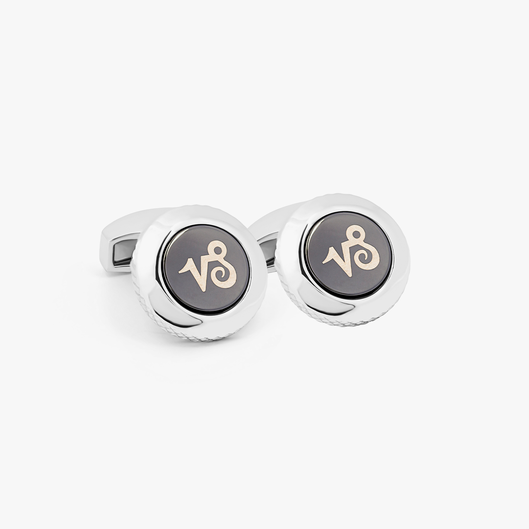 Capricorn cufflinks with rhodium finish