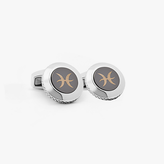 Pisces cufflinks with rhodium finish