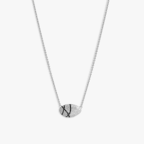 Sterling silver Pebble white diamond necklace with black diamonds