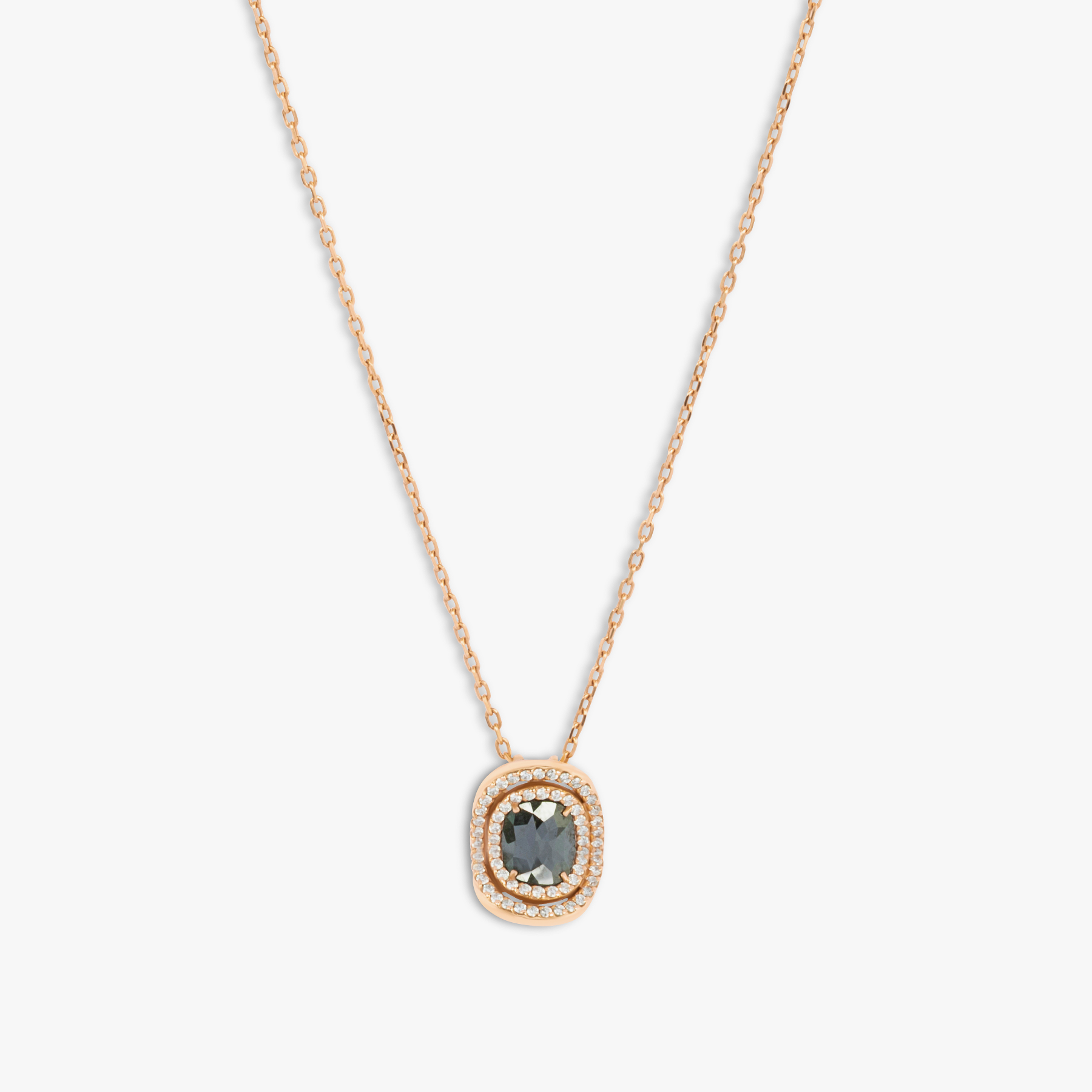 Black Diamond pendant white diamonds 18k rose gold