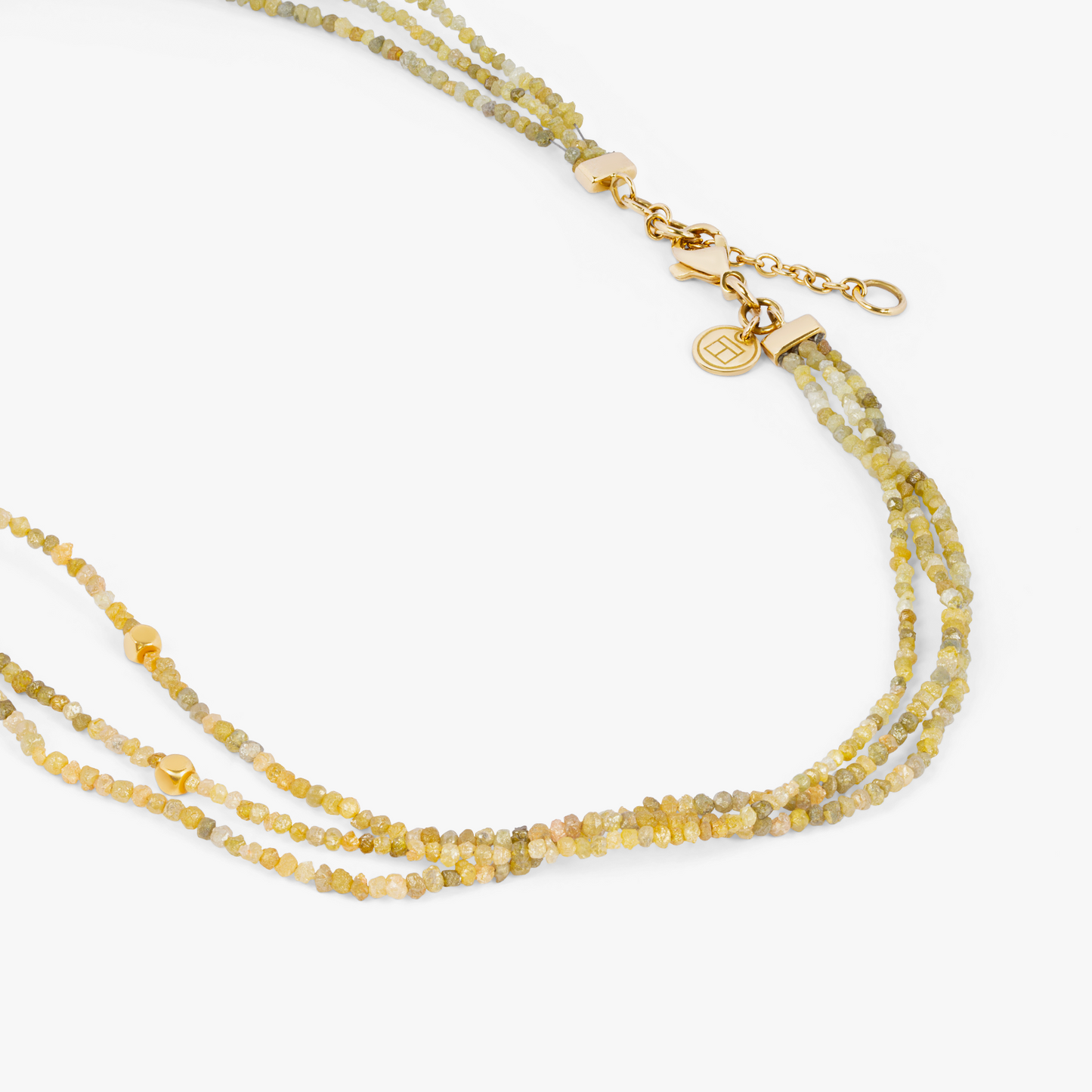 Rough yellow diamond necklace with 18k gold