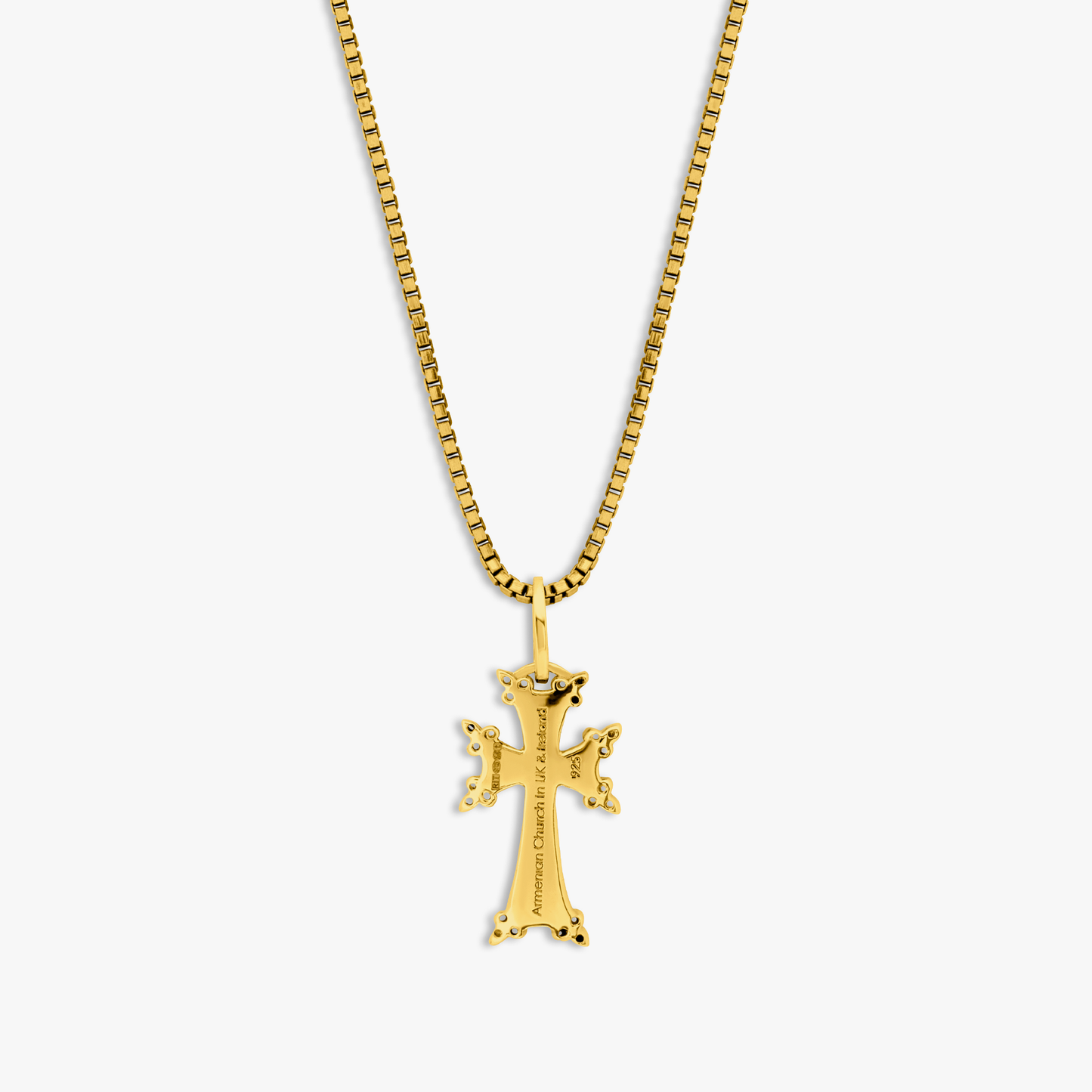 Yellow Gold Plated Armenian Church Pendant Necklace