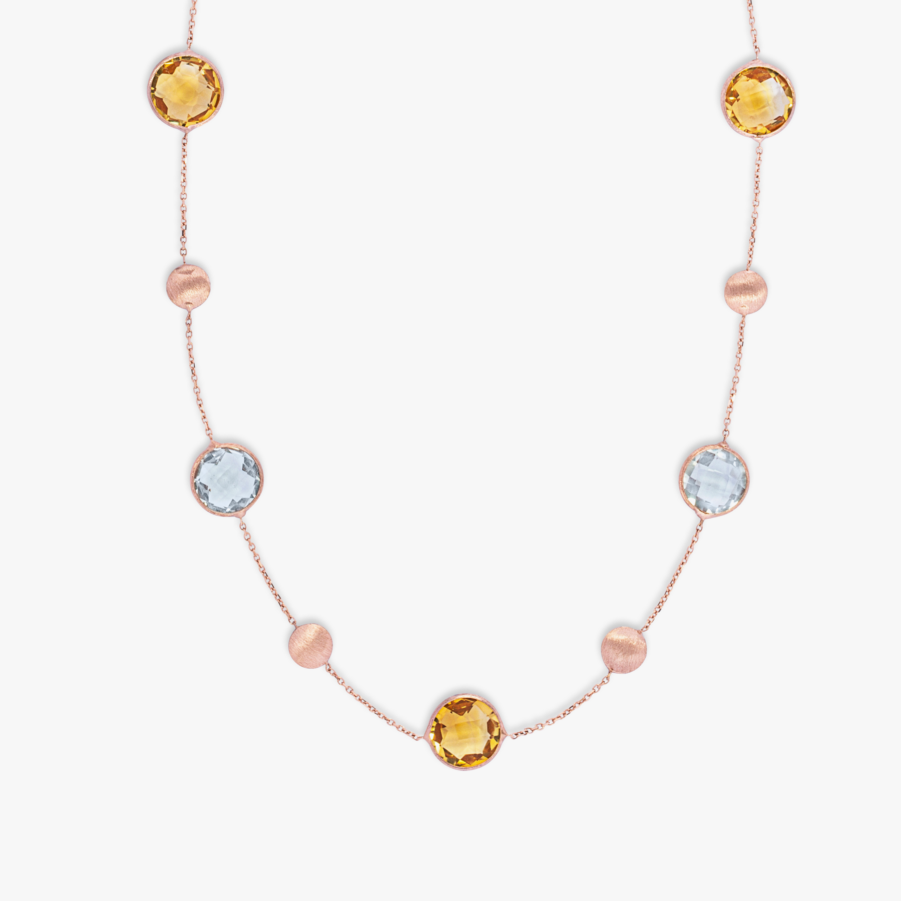 Kensington Necklace 14K Satin Rose Gold Citrine Prasiolite
