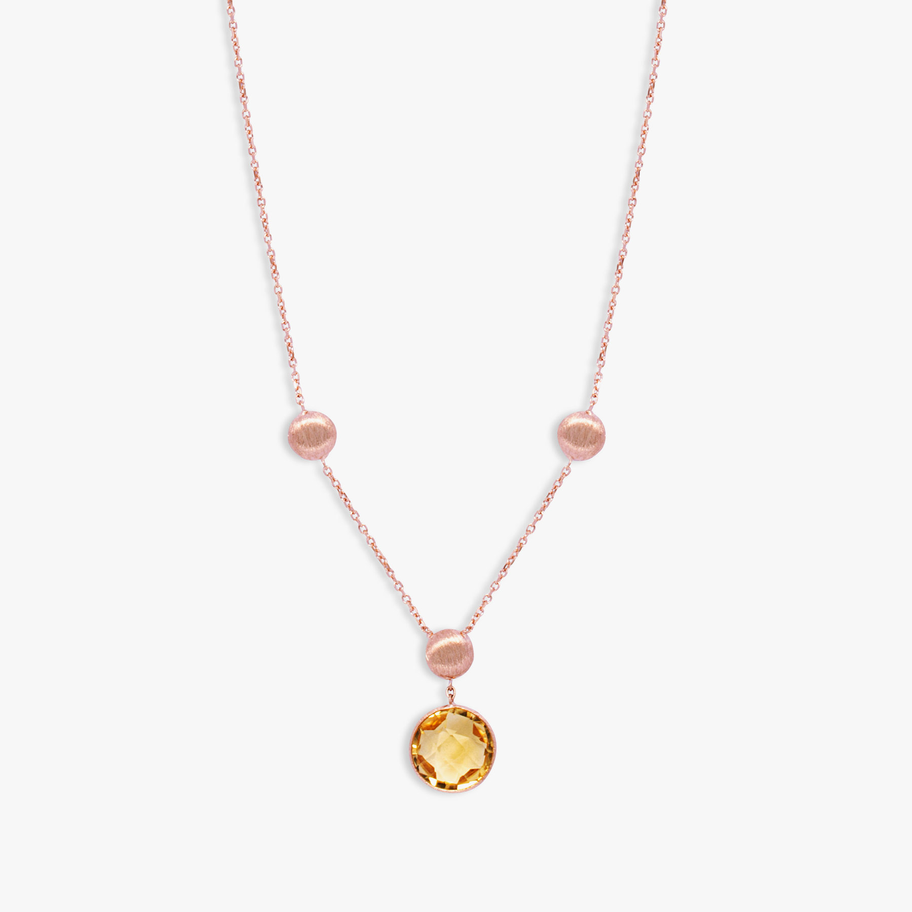 Kensington Necklace 14K Satin Rose Gold Citrine