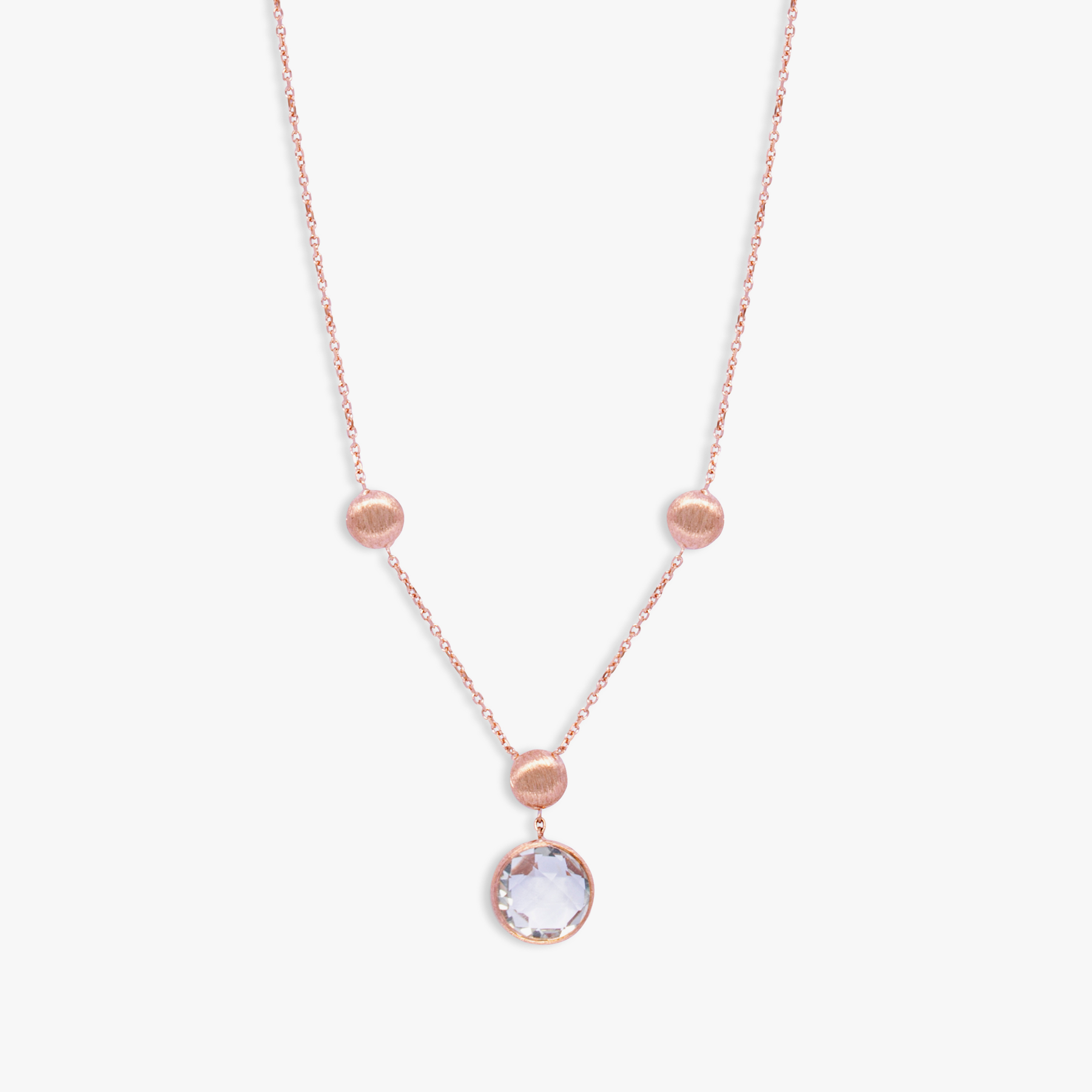 Kensington Necklace 14K Satin Rose Gold Prasiolite