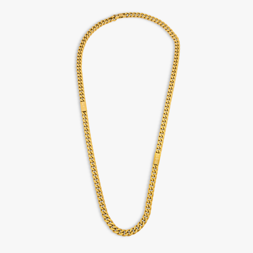 Protective Amulet necklace in yellow gold plated stainless steel (UK) 3
