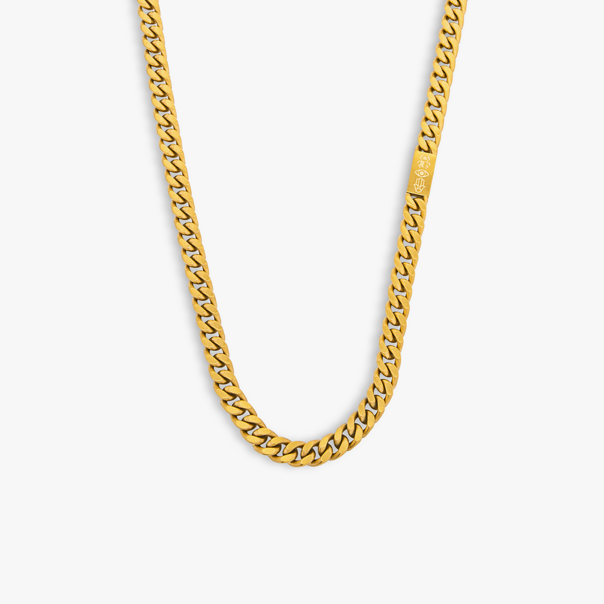 Protective Amulet necklace brushed IP yellow gold plated stainless steel