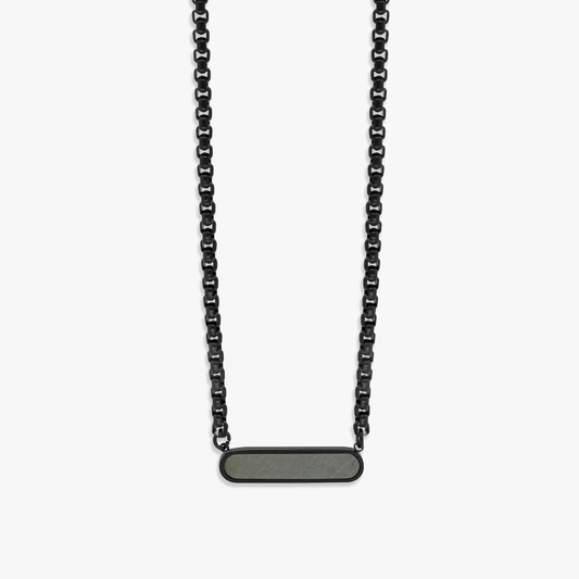 Black IP stainless steel RT Elements necklace with hematite