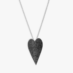 Cuore Necklace In Sterling Silver with Black Diamonds