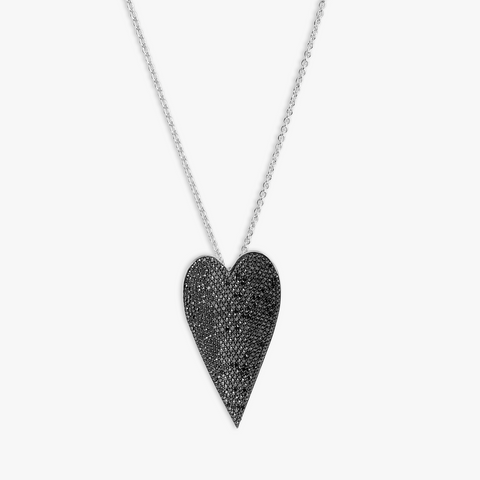 Sterling silver Cuore necklace with black diamonds