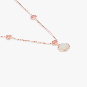 14K satin rose gold Kensington single stone necklace with white mother of pearl