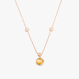 14K satin rose gold Kensington single stone necklace with citrine