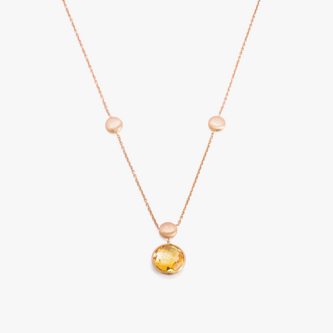 14K satin rose gold Kensington single stone necklace with citrine