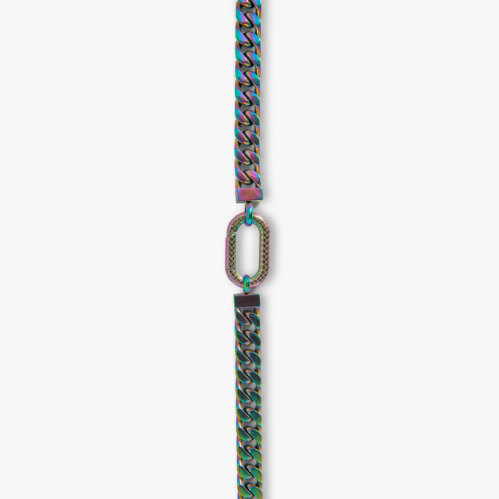 Multi-Colour Iridescent Stainless Steel Kaleidoscope Amulet Necklace in IP Iridescent plated stainle
