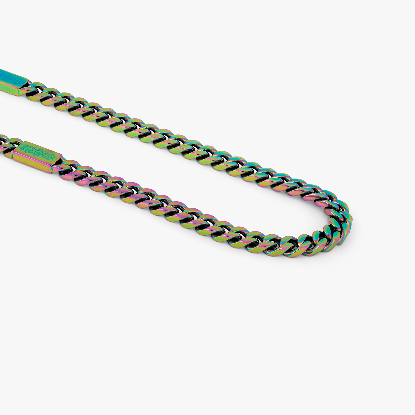 Multi-Colour Iridescent Stainless Steel Kaleidoscope Amulet Necklace in IP Iridescent plated stainle