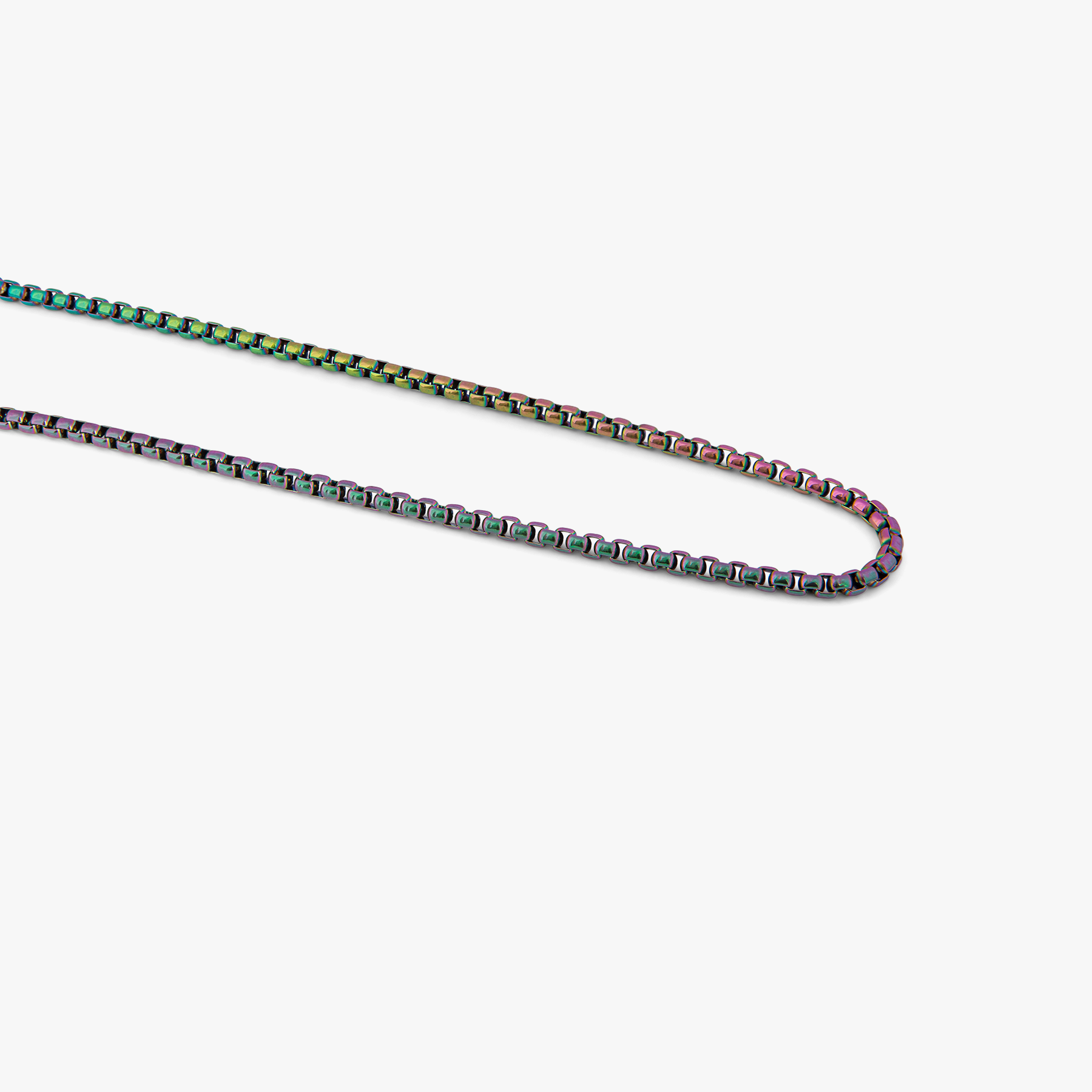 Iridescent Kaleidoscope Box Chain Necklace In Stainless Steel