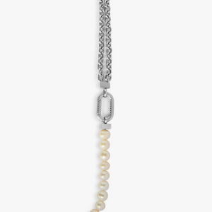 Stainless steel Catena Isaac necklace with white pearls