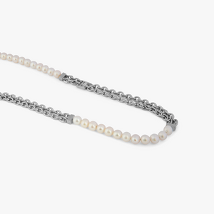 Stainless steel Catena Isaac necklace with white pearls