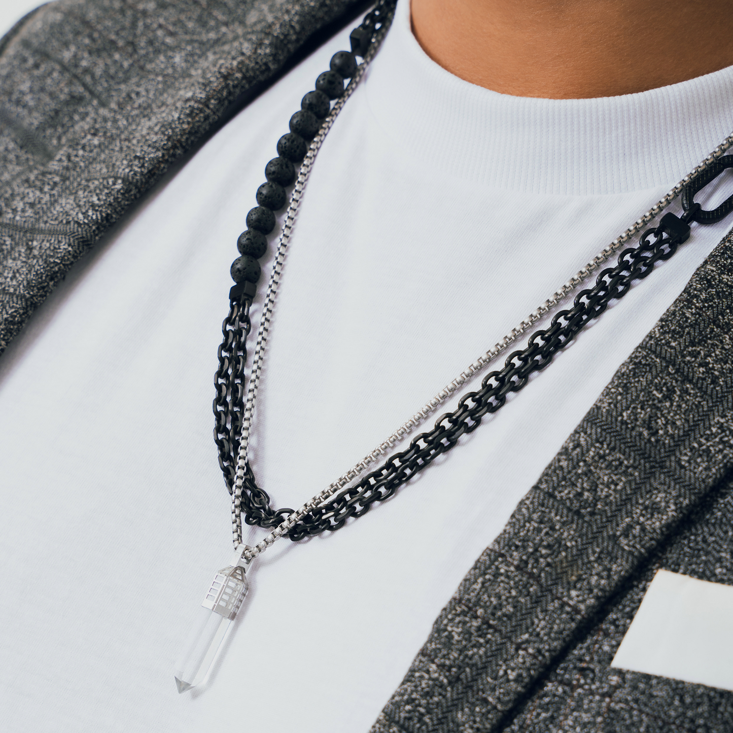 IP Black Plated Stainless Steel Catena Isaac Necklace