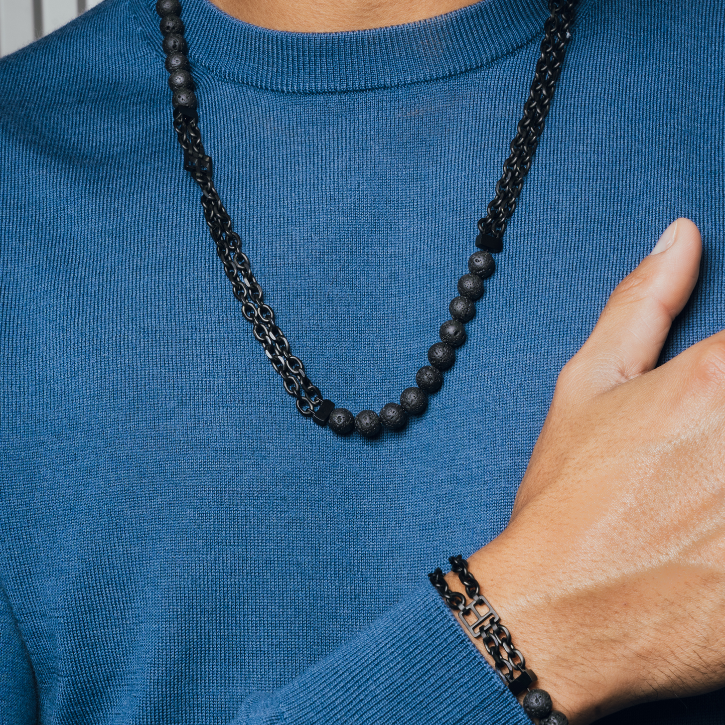 IP Black Plated Stainless Steel Catena Isaac Necklace