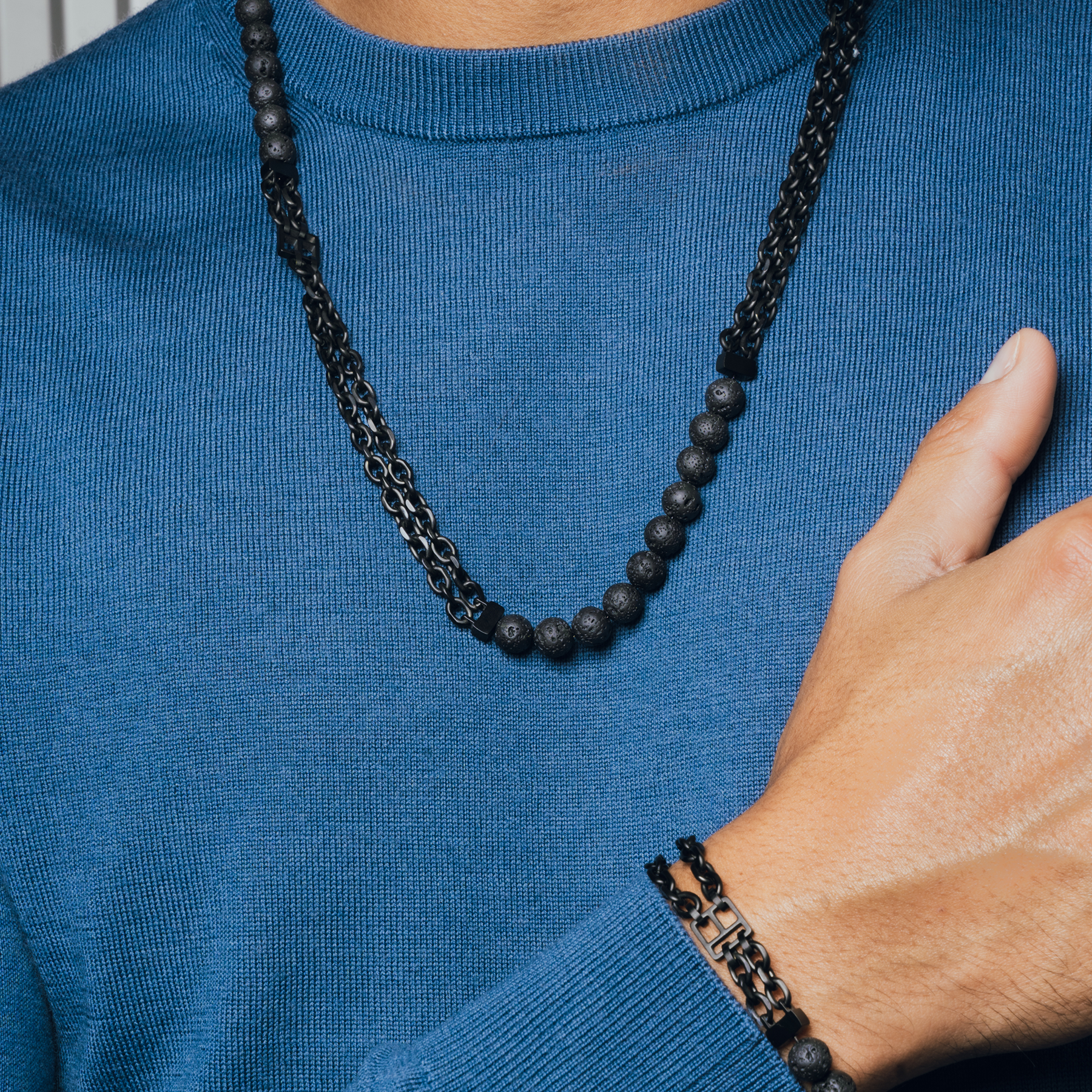 IP Black Plated Stainless Steel Catena Isaac Necklace