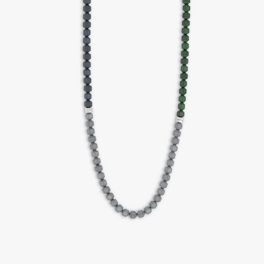 Green Rhodium Plated Icosahedron Hematite Necklace