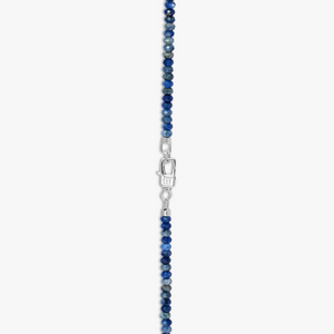 Nodo Beaded Necklace in Rhodium Silver with Blue Sodalite