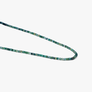 Nodo Beaded Necklace in Rhodium Silver with Green Moss Agate