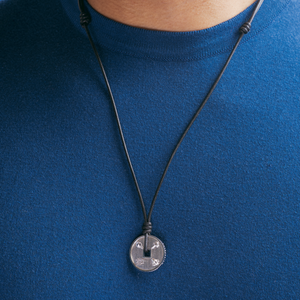 Black Rhodium Plated Silver Lhasa Auspicious Coin Necklace