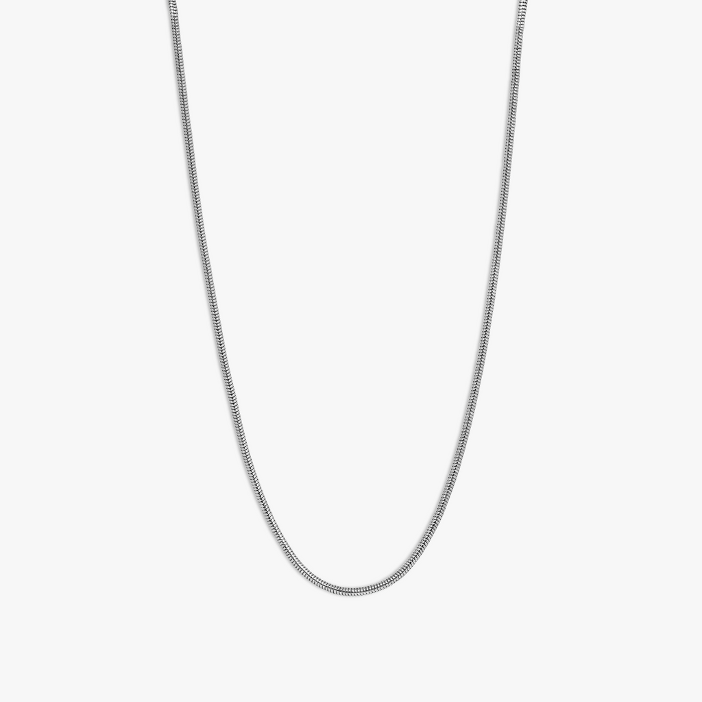 Tateossian Serpente 2.4MM Snake Chain Necklace In Rhodium Plated Silver