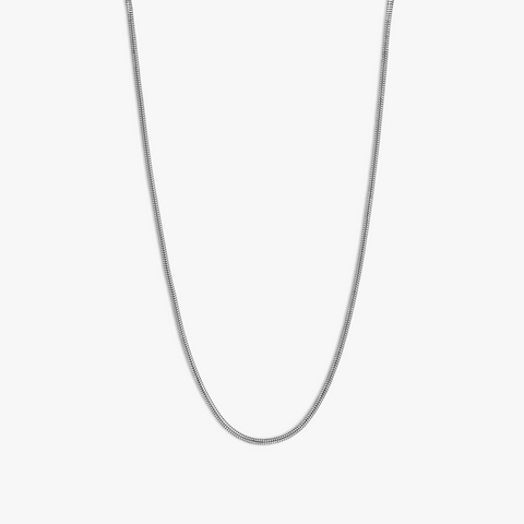 Serpente 2.4MM Snake Chain Necklace In Rhodium Plated Silver