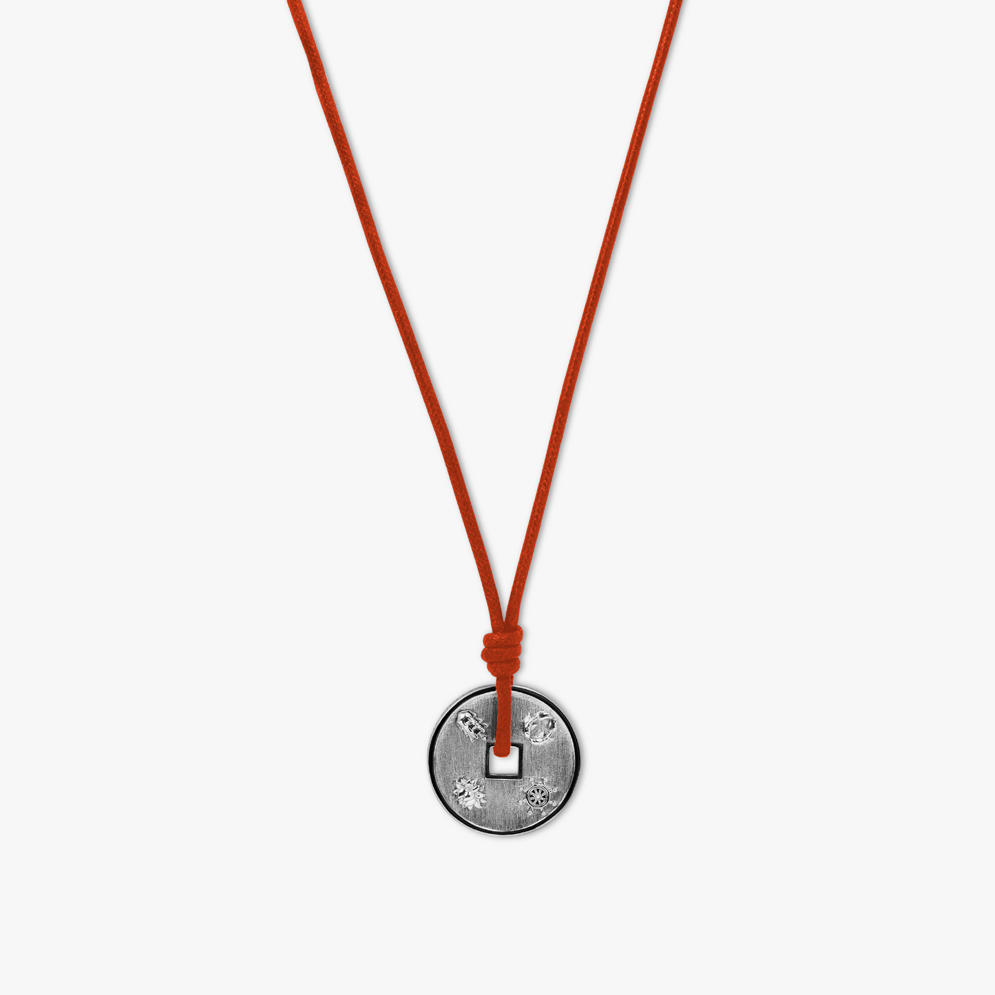 Lhasa Auspicious Coin Cord Necklace In Red