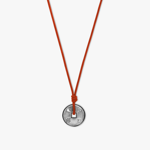 Lhasa Auspicious Coin Cord Necklace In Red