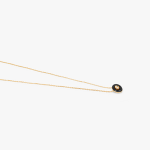 Round Diamond Pendant Necklace in 18K Rose Gold with Black Enamel