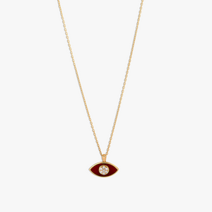 Marquise Diamond Pendant Necklace in 18K Rose Gold with Red Enamel