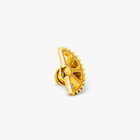 Puzzle Gear Pin in Yellow Gold Plated