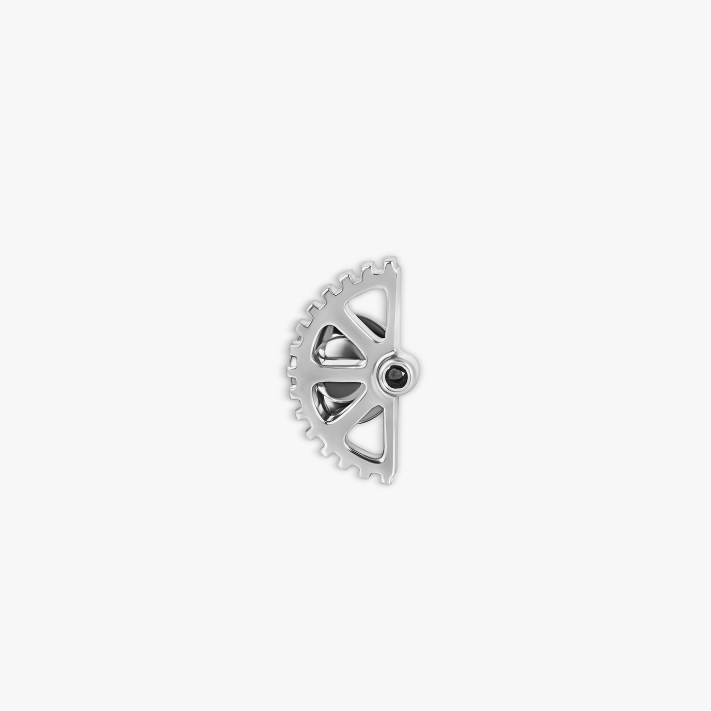 Puzzle Gear Pin in Rhodium Plated with Black Spinel